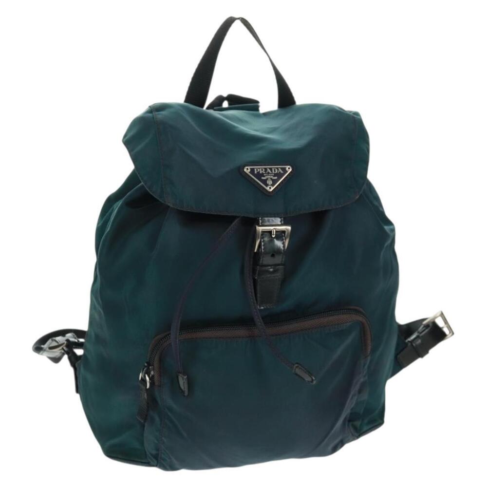 PRADA Backpack Nylon Green Silver Auth 161433 - Picture 1 of 16